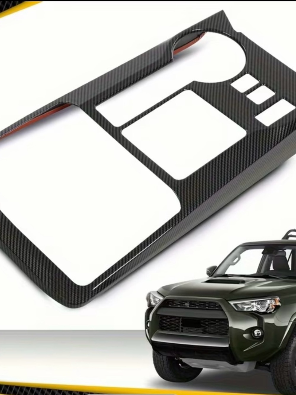 Carbon Fiber-Style Center Console Trim Panel - Black
